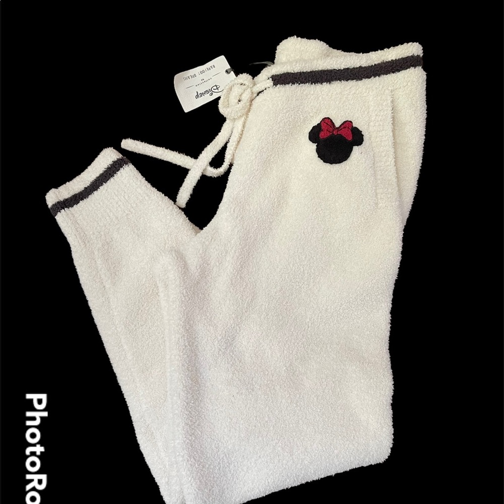 DISNEY BAREFOOT DREAMS WOMENS JOGGER PANTS CREAM MINNIE MOUSE SIZE MEDIUM